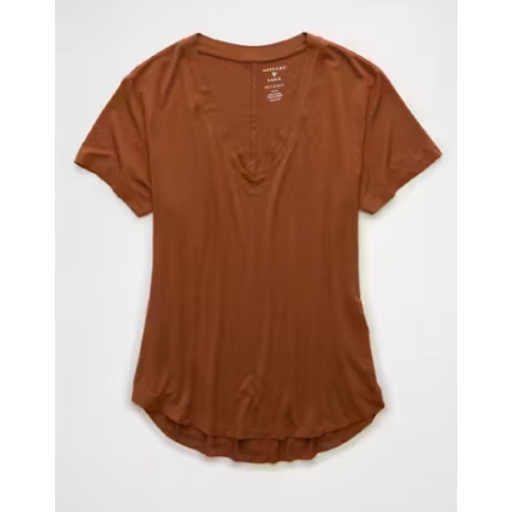 American Eagle Rust Soft & Sexy V-Neck Tee – Women’s Small